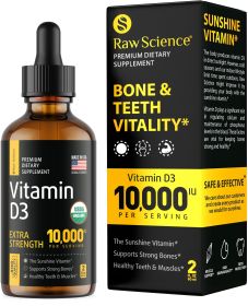 Liquid Vitamin D Drops Vitamin D3 10000 IU for Faster Absorption Helps Support Strong Bones & Healthy Heart Vit D3 for Mood & Immune System Funct